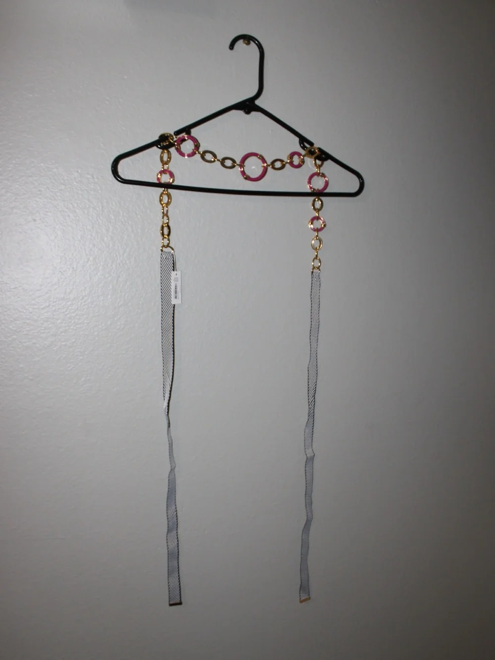 Trina Turk Gold Chain Belt with Pink Ring Accents